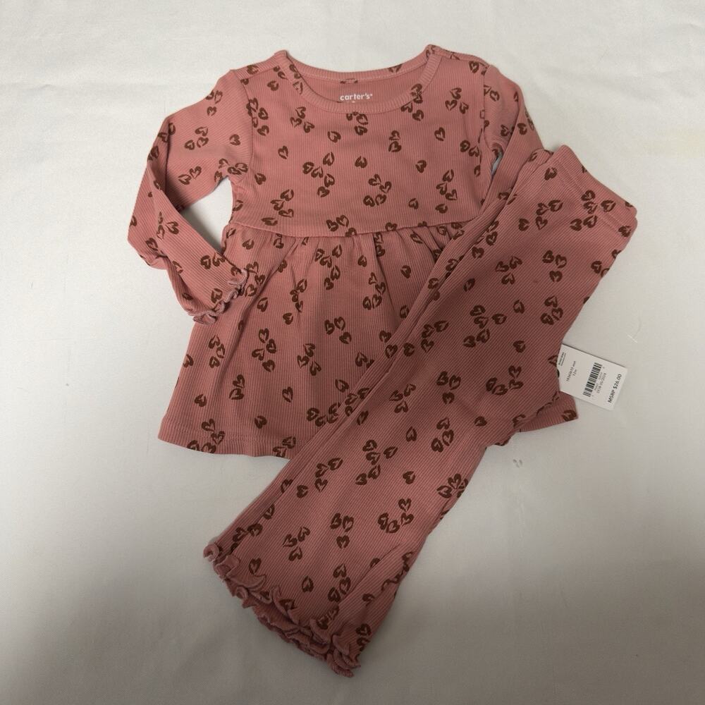 Carter's Baby Girls 2-Piece Floral Top & Flare Legging Set 12 Months Pink